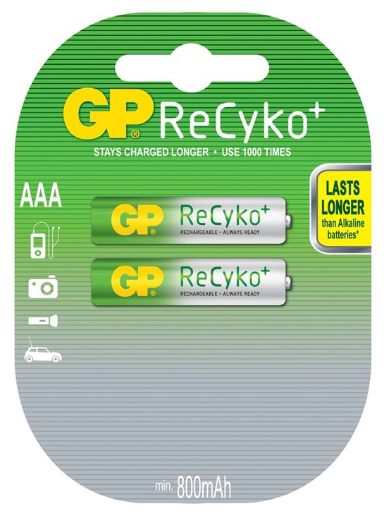 Uzlādējamās baterijas GP GP85AAAHCB, AAA, 800 mAh, 2 gab.