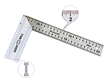 Kampinė liniuotė Great Wall GWS-35D, 350 mm, aliuminis/nerūdijantysis plienas, 90 °