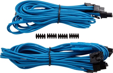 Corsair Premium Individually Sleeved PCIe Cables with Dual Connectors, Type 4 (Gen 3) Blue