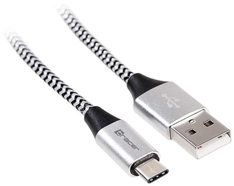Провод Tracer USB 2.0 to USB Type-C USB, USB-C, 1 м, серебристый/черный