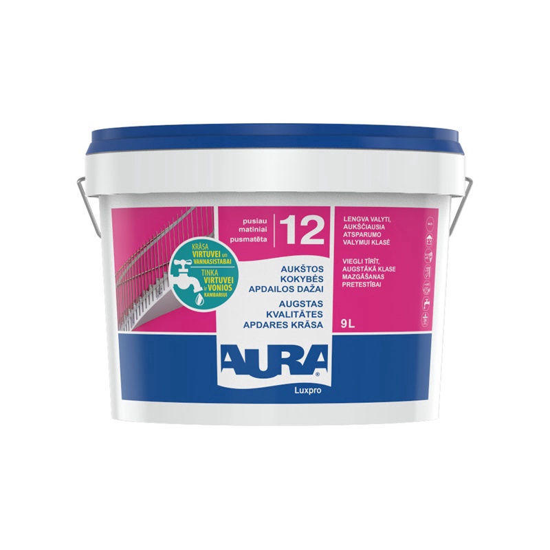 Emulsioonivärv Eskaro Aura Luxpro 12, valge, 9 l