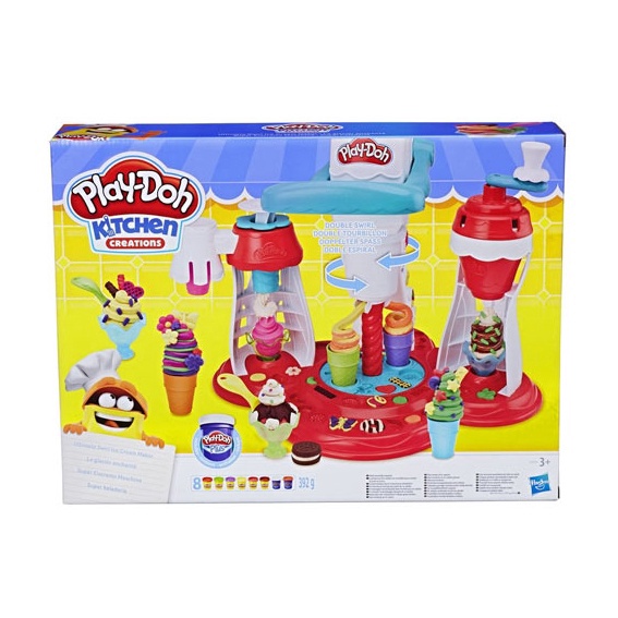 Modelinas Hasbro Play-Doh Swirl Ice Cream Maker E1935, įvairių spalvų