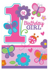 Amscan Sweet Birthday Girl 1st Birthday Invitations 8pcs