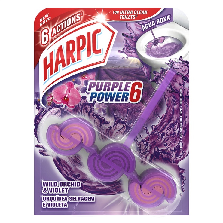 Подвесной блок для унитаза Harpic Purple Power 6, 0.039 кг