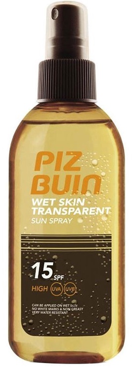 Stiprinantis įdegį purškiklis Piz Buin Wet Skin Transparent SPF15, 150 ml