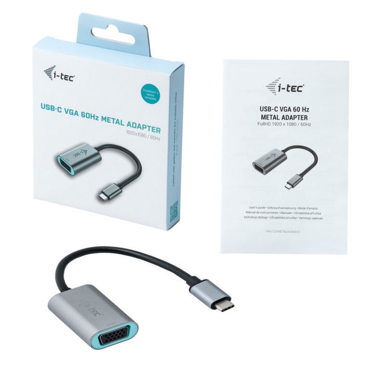 Адаптер i-Tec USB-C To VGA USB-C 3.1 male, VGA 15 pin female, 0.15 м, синий