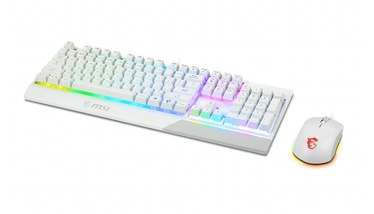 Klaviatūra MSI Vigor GK30 Gaming Keyboard US + Clutch GM11 Gaming Optical Mouse EN, balta