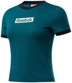 T-krekls Reebok Womens Training Essentials Linear Logo Slim Shirt FK6679 Green M