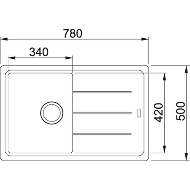 Köögivalamu Franke Basis BFG 611 - 78, kivimass, 780 mm x 500 mm x 200 mm