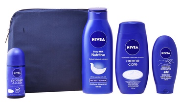 Nivea Body Milk 400ml + 50ml Deo Roll On + 250ml Shower Gel + 100ml Hand Cream + Cosmetic Bag