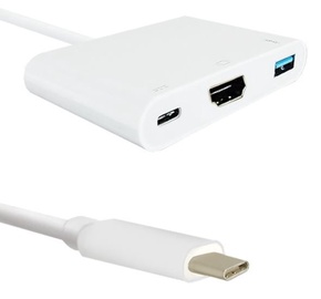 Adapteris Qoltec USB 3.1 C male, HDMI A female, 0.19 m, balta