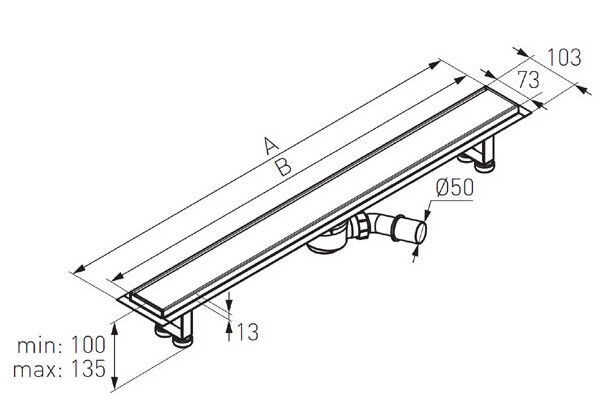 Dušas kanāls Ferro Ora OL1-70, 73 cm, Ø 5 cm