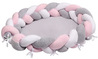 Lulando Multifunctional Braid Welur Baby Nest White/Pink/Grey