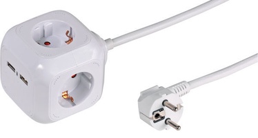 Vivanco 4-Way Power Cube With 2xUSB Ports White 1.4m 39612
