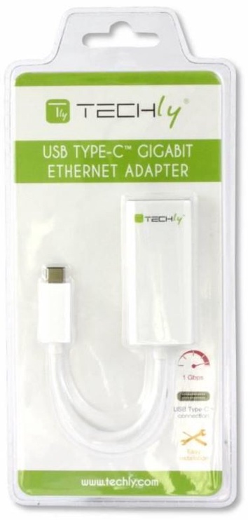 Адаптер Techly USB to RJ45 USB 3.1 C male, RJ-45 female, 13 м, белый