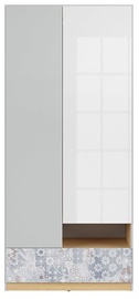 Skapis Black Red White Nandu Gray/Oak/White/Arabesque, 90x55x200.5 cm
