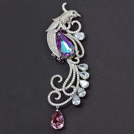 Diamond Sky Brooch Fairy Peacock IV Vitrail Light With Swarovski Crystals