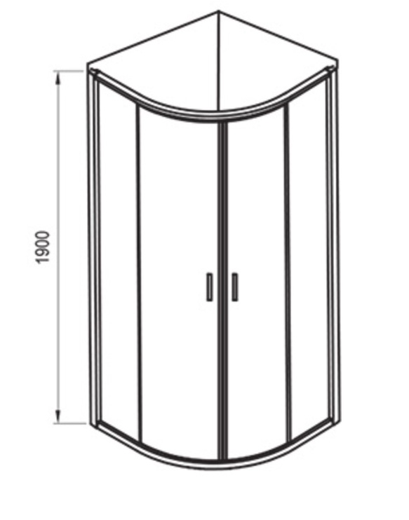 Dušas kabīne Ravak Blix BLCP4-90, pusapaļā, bez paliktņa, 900 mm x 900 mm x 1900 mm