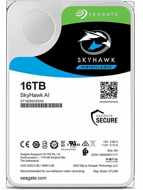 Kietasis diskas (HDD) Seagate SkyHawk 16TB 256 MB 7200RPM 3.5", 3.5", 16 TB