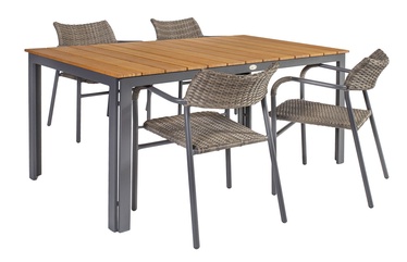 Home4you Greenwood Table And 4 Chairs Set Dark Grey