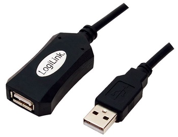 Laidas Logilink USB to USB USB 2.0 A male, USB 2.0 A female, 5 m, juoda