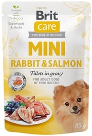 Влажный корм для собак Brit Care Mini Fillets In Gravy With Rabbit & Salmon, рыба, 0.08 кг
