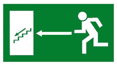 Exit Left Sign Sticker 240x135mm Green/White