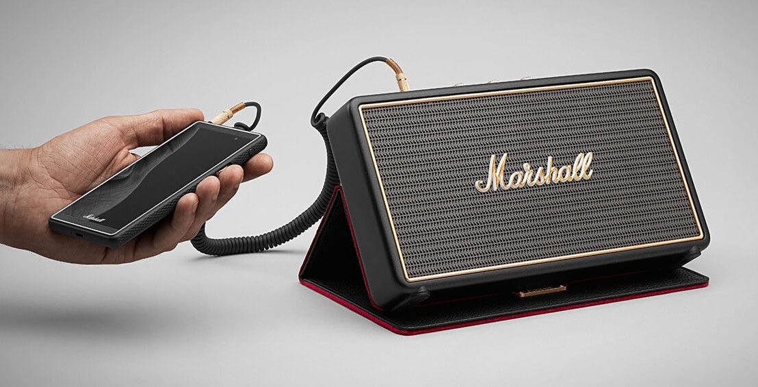 marshall stockwell portable bluetooth speaker with flip cover