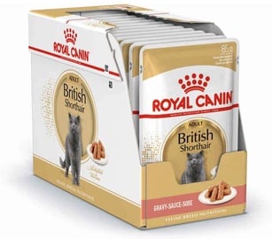 Šlapias kačių maistas Royal Canin British Shorthair Adult, žuvis/vištiena, 0.085 kg, 12 vnt.