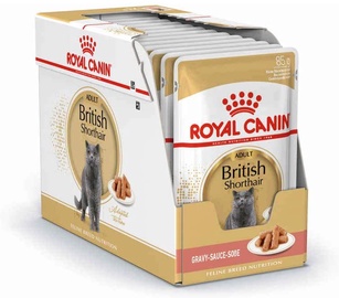 Šlapias kačių maistas Royal Canin British Shorthair Adult, žuvis/vištiena, 0.085 kg, 12 vnt.