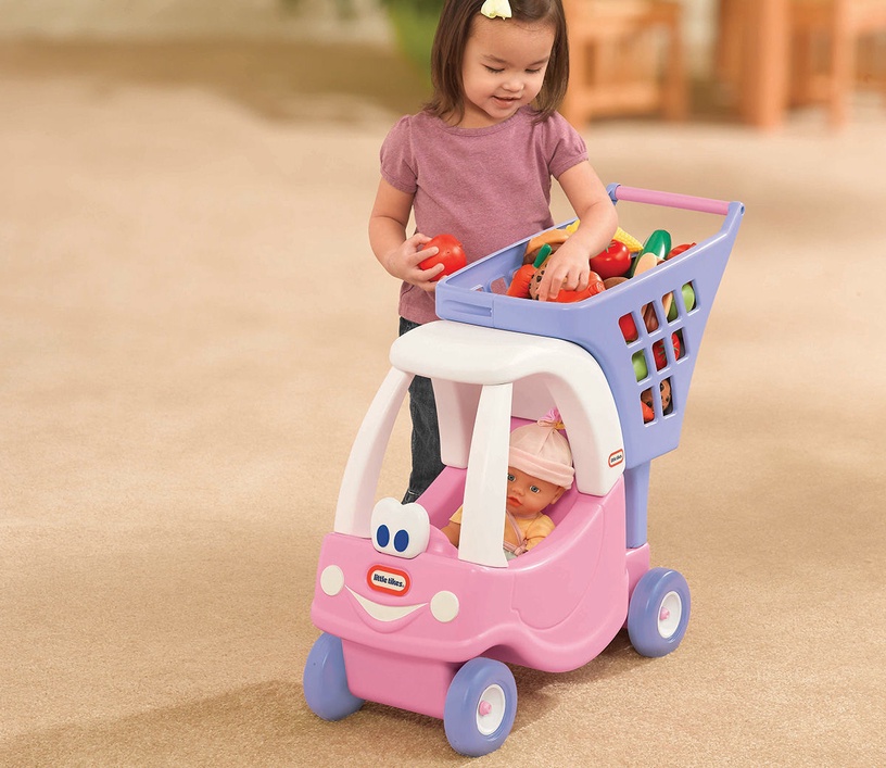 Parduotuvės žaislai, prekių vežimėlis Little Tikes Cozy Shopping Cart 620195, rožinė/violetinė