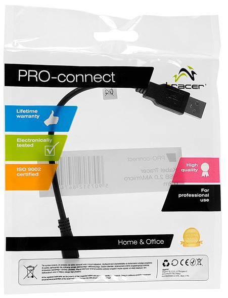 Laidas Tracer USB 2.0 A male, Micro USB male, 0.2 m