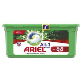 Skalbimo kapsulės Ariel Ultra Oxi, 24 vnt.
