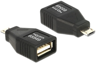 Adapteris Delock USB Micro-B male, USB 2.0 A female, 0 m, juoda