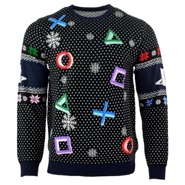 Licenced PlayStation Symbols Christmas Jumper Ugly Sweater Black XL