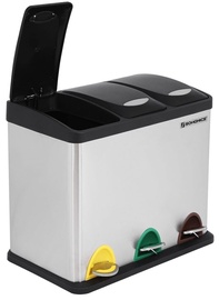 Atkritumu tvertne Songmics Recycling, 18 l, sudraba