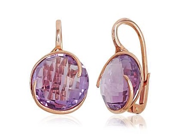 Diamond Sky 14K Red Gold Amethyst Earrings Amethyst Greatness XV Solid Gold 585