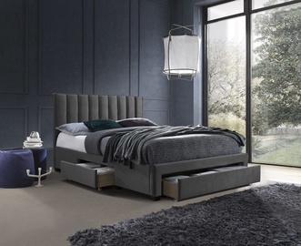 Кровать Halmar Grace, серый, 214x164 см, с решеткой