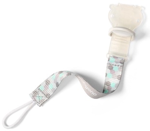BabyOno Dummy Ribbon With Clip Light Gray