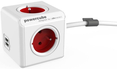 Allocacoc PowerCube Extended USB FR Socket 1.5m Red