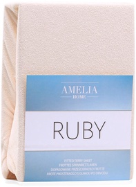 Voodilina AmeliaHome Ruby, liivakarva pruun, 240x200 cm, kummiga