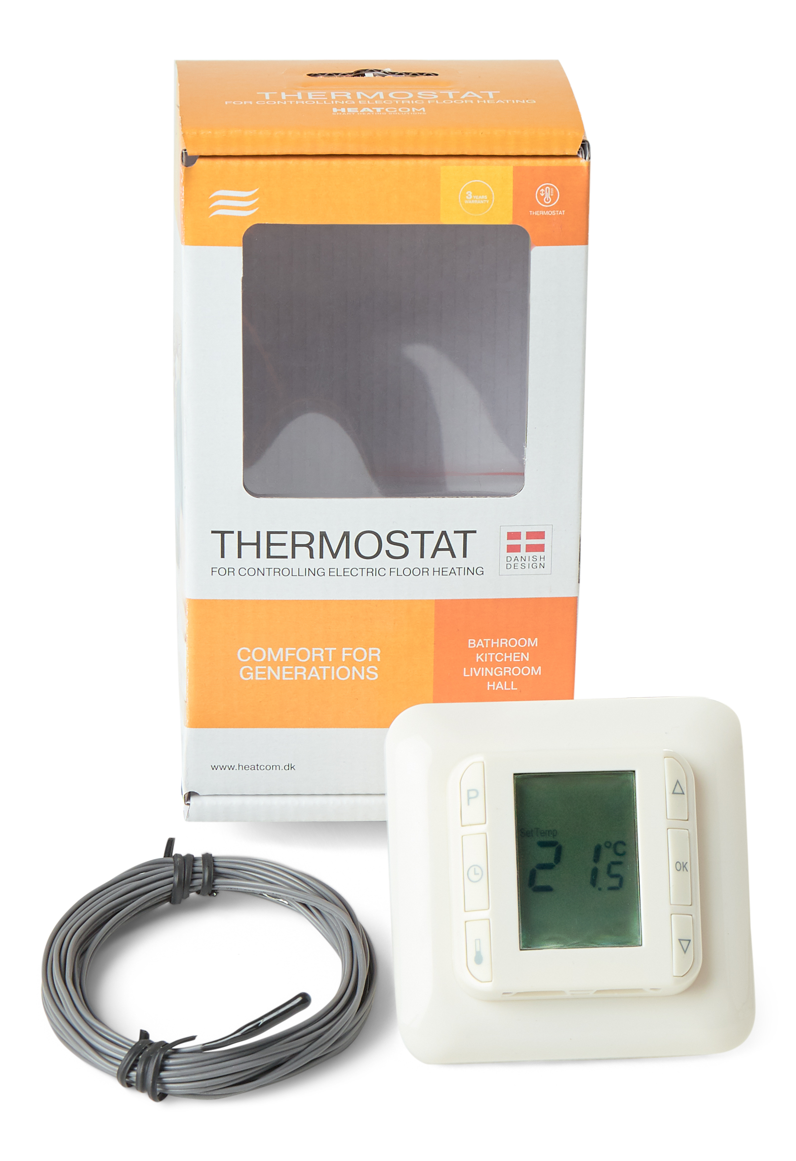 Termostatas Heatcom HC10B, kabinamas, balta - Senukai.lt