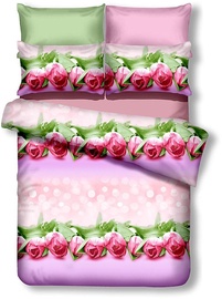 Gultas veļas komplekts DecoKing Emerald, zaļa/rozā/violeta, 135x200/80x80 cm