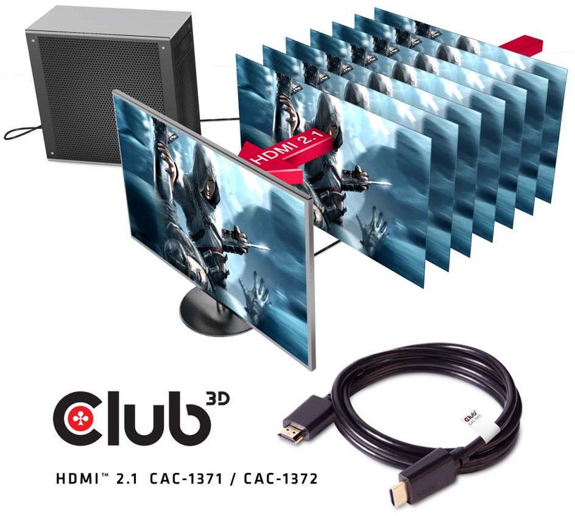 Провод Club 3D HDMI male, HDMI male, 2 м, черный