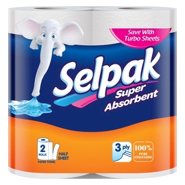 Popierinis rankšluostis Selpak, 3 sl., 2 rulon.