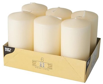 Pap Star Candle Cylinder 11.5cm 6pcs Champagne