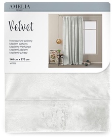 AmeliaHome Velvet Pleat Curtains White 140x270cm