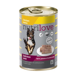 Konservuotas ėdalas šunims Nutrilove Delicious Pate, su vištiena, 400 gr