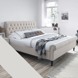 Gulta divvietīga Home4you, 160 x 200 cm, smilškrāsas, ar matraci, ar režģi