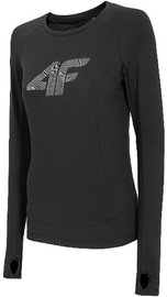 Marškinėliai ilgomis rankovėmis, moterims 4F, juoda, XS